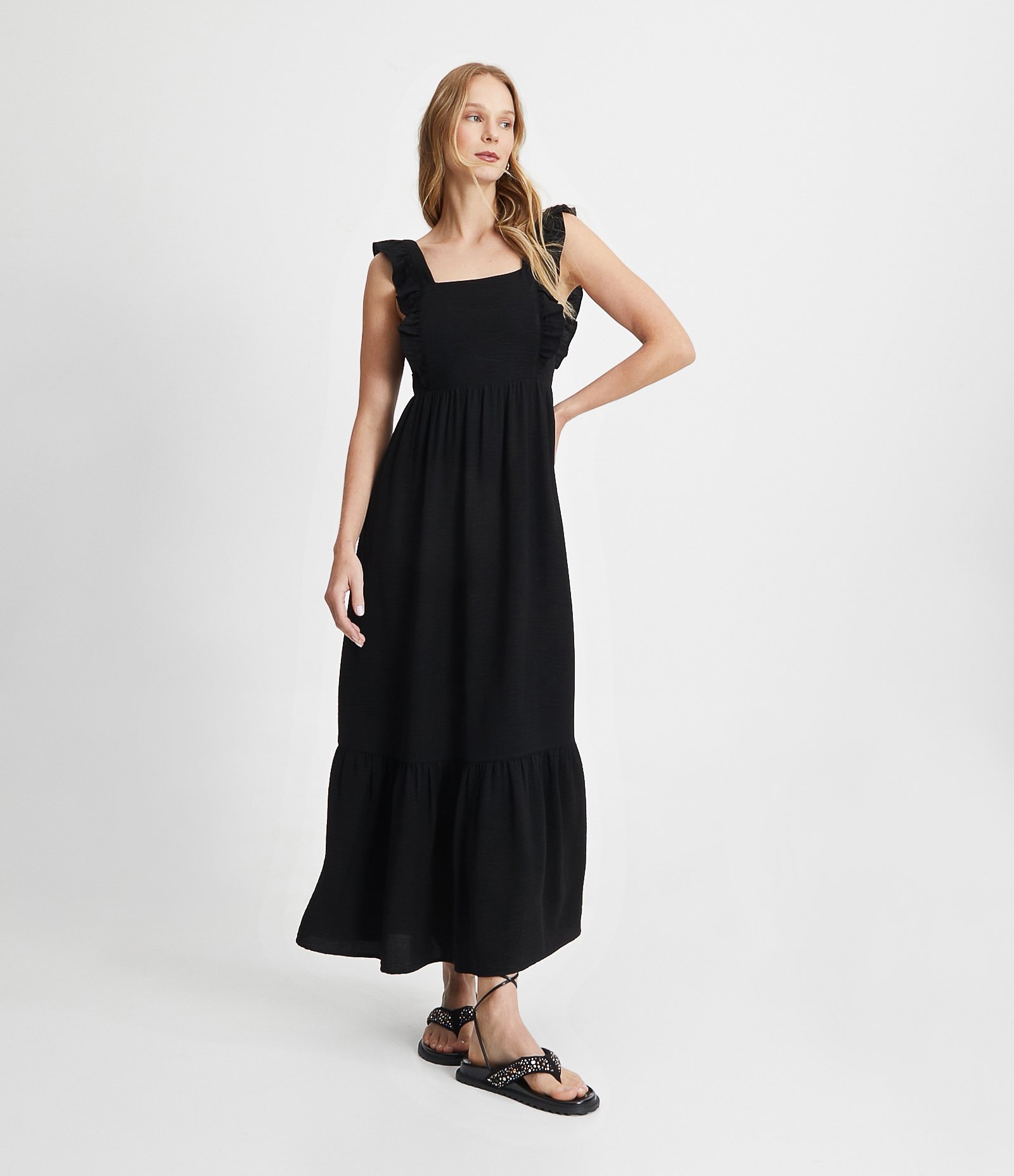Vestido Longo com Babadinhos na Alça e Barra 1