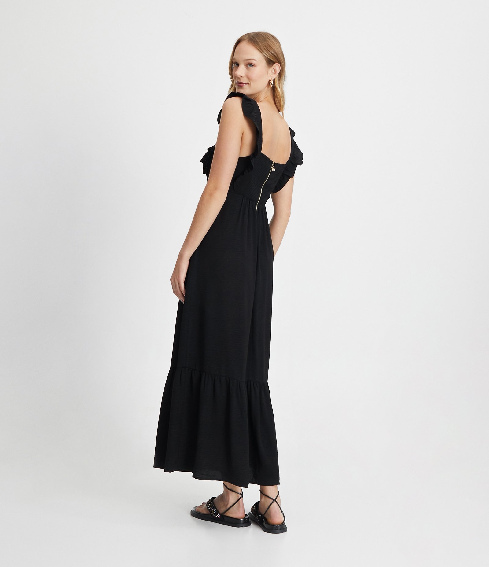 Vestido Longo com Babadinhos na Alça e Barra 4