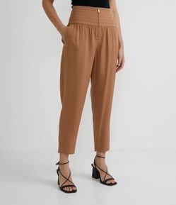 Calça em Liocel com Cós Largo e Pespontado