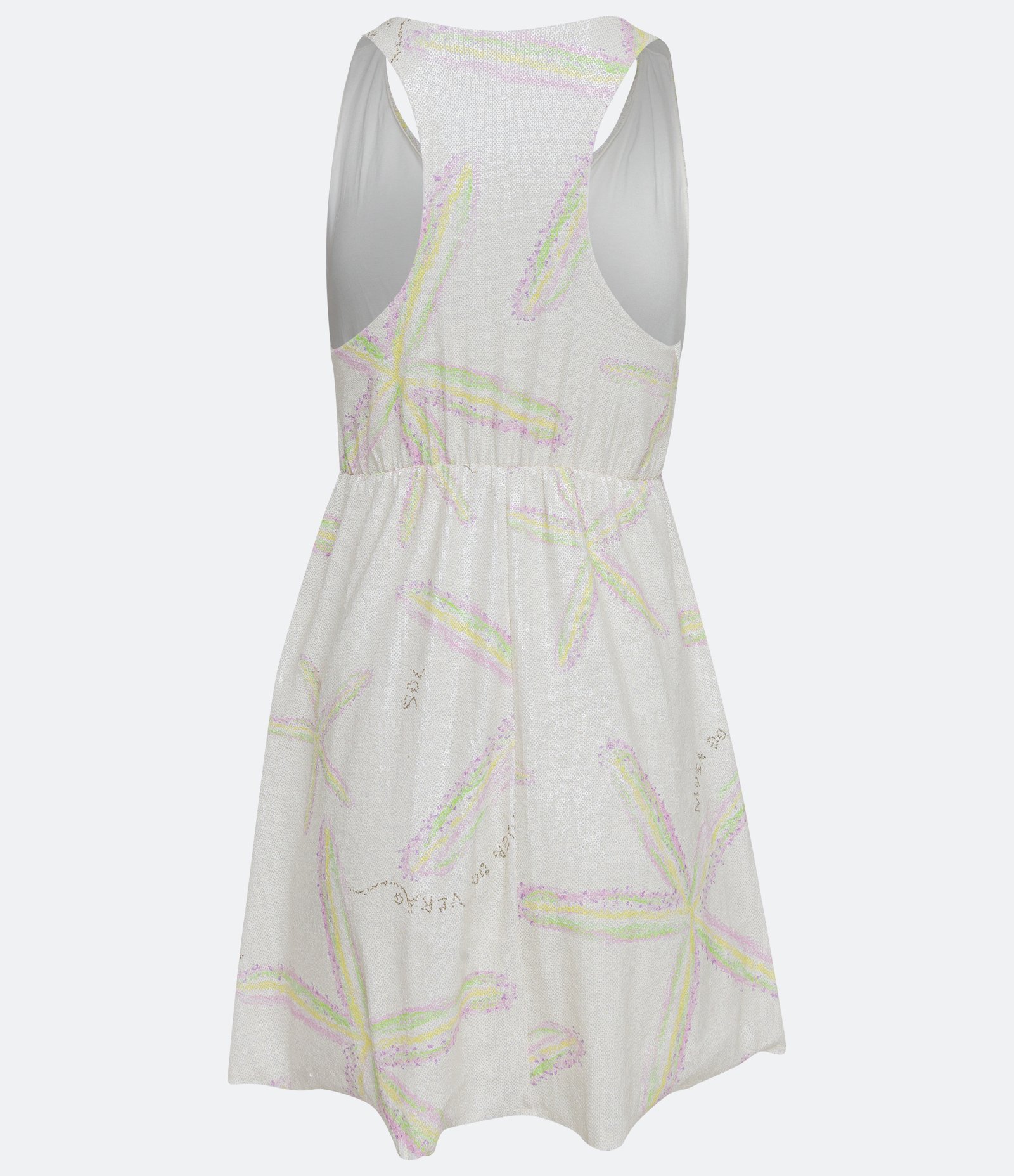 Vestido Curto em Malha Malha Paetê com Estampa Estrelas do Mar Bege 6