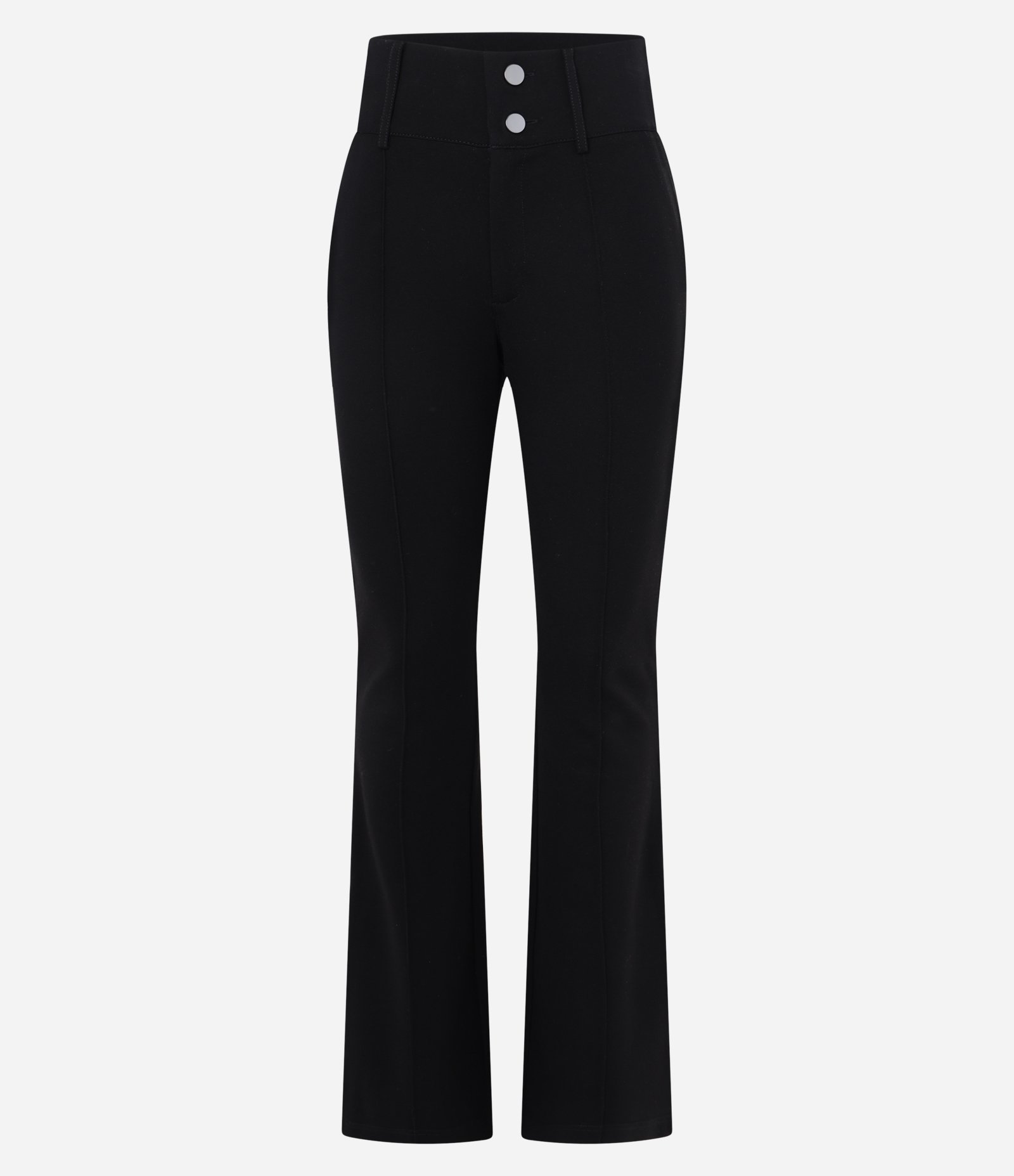 Calça Flare Básica em Ponto Roma com Botões e Cós Largo Preto 5