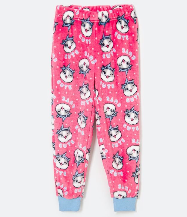 Pijama Largo Infantil en Fleece con Bordado de Gatito - Talle 5 a 14 años Multicolores 4