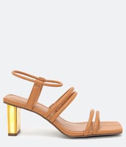 Sandália Meia Cana Dupla com Salto Cromado