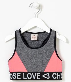 Blusa Infantil Esportiva com Recortes Neon - Tam 5 a 14 anos