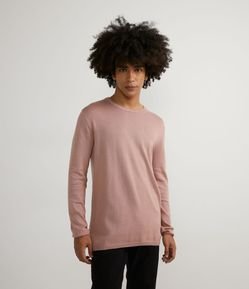 Suéter Regular Básico em Tricô com Detalhes Canelados