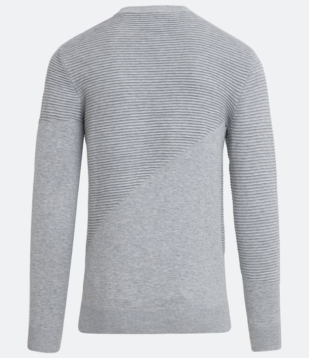 Blusão Suéter Slim em Tricô com Textura Assimétrica Cinza 8