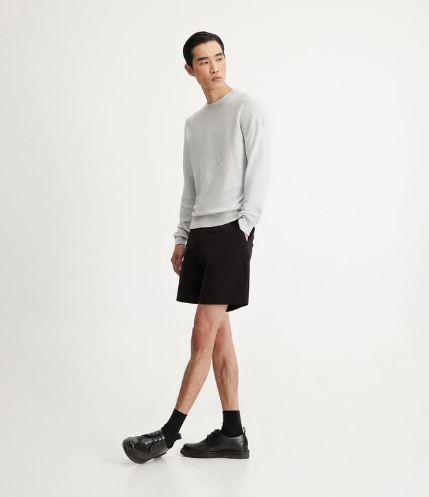 Blusão Suéter Slim em Tricô com Textura Assimétrica Cinza 2