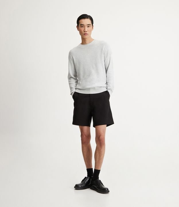 Blusão Suéter Slim em Tricô com Textura Assimétrica Cinza 5