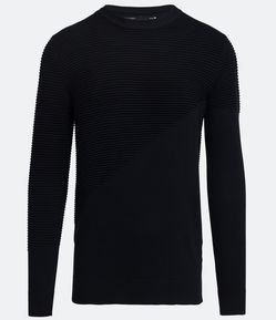 Blusão Suéter Slim em Tricô com Textura Assimétrica