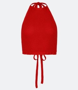 Blusa Cropped Frente Única em Tricô Texturizado