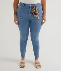Calça Skinny em Jeans com Lenço Animal Print Curve & Plus Size