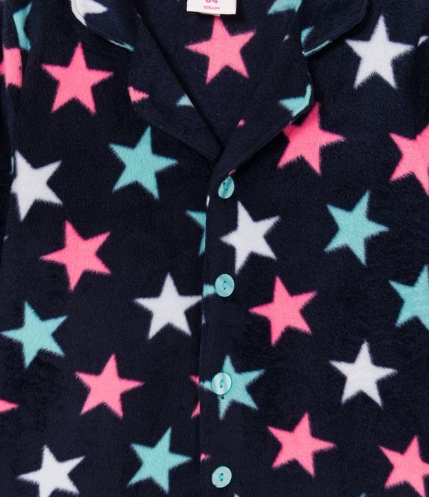 Pijama Americano Infantil en Fleece con Estampado de Estrellas - Talle 1 a 10 años Azul 2