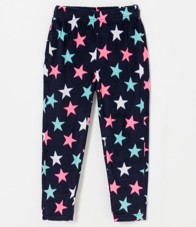 Pijama Americano Infantil en Fleece con Estampado de Estrellas - Talle 1 a 10 años Azul 3