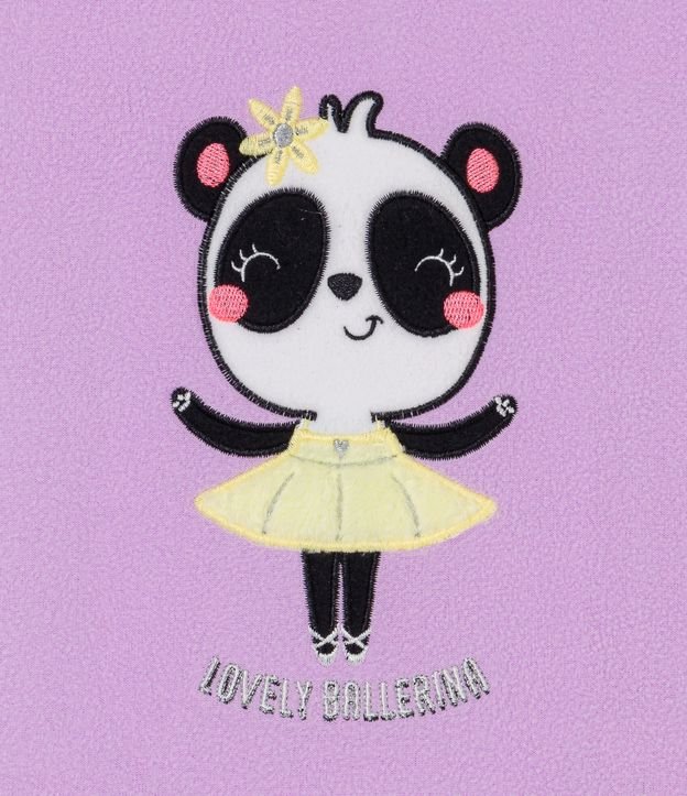 Pijama Largo Infantil en Fleece con Bordado de Panda Bailarina - Talle 1 a 4 años Violeta 2