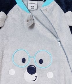 Pijama Jumper Infantil em Fleece com Bordado de Carinha - Tam 1 a 4 anos