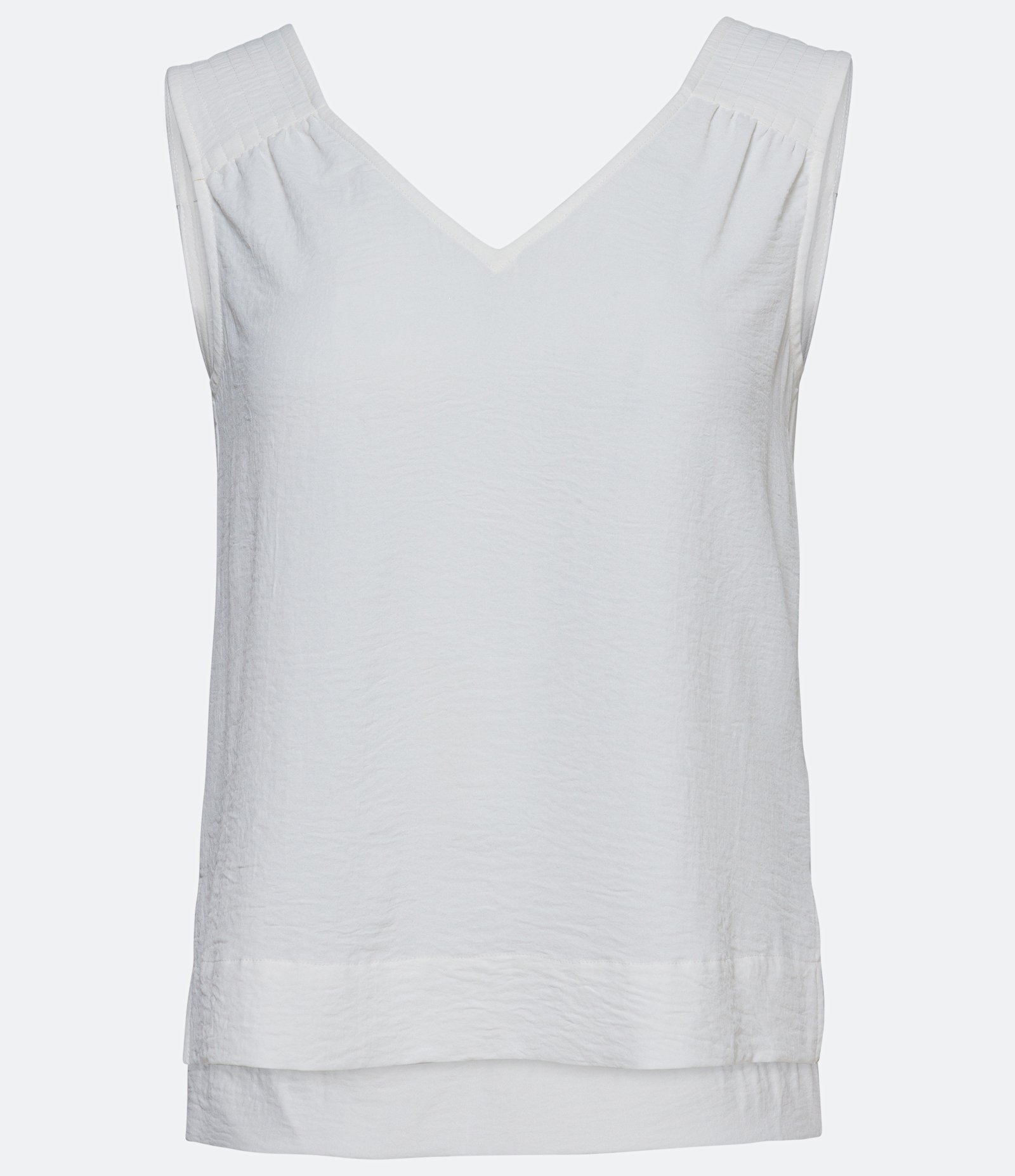 Blusa Regata Texturizada com Pespontos nos Ombros Branco 6