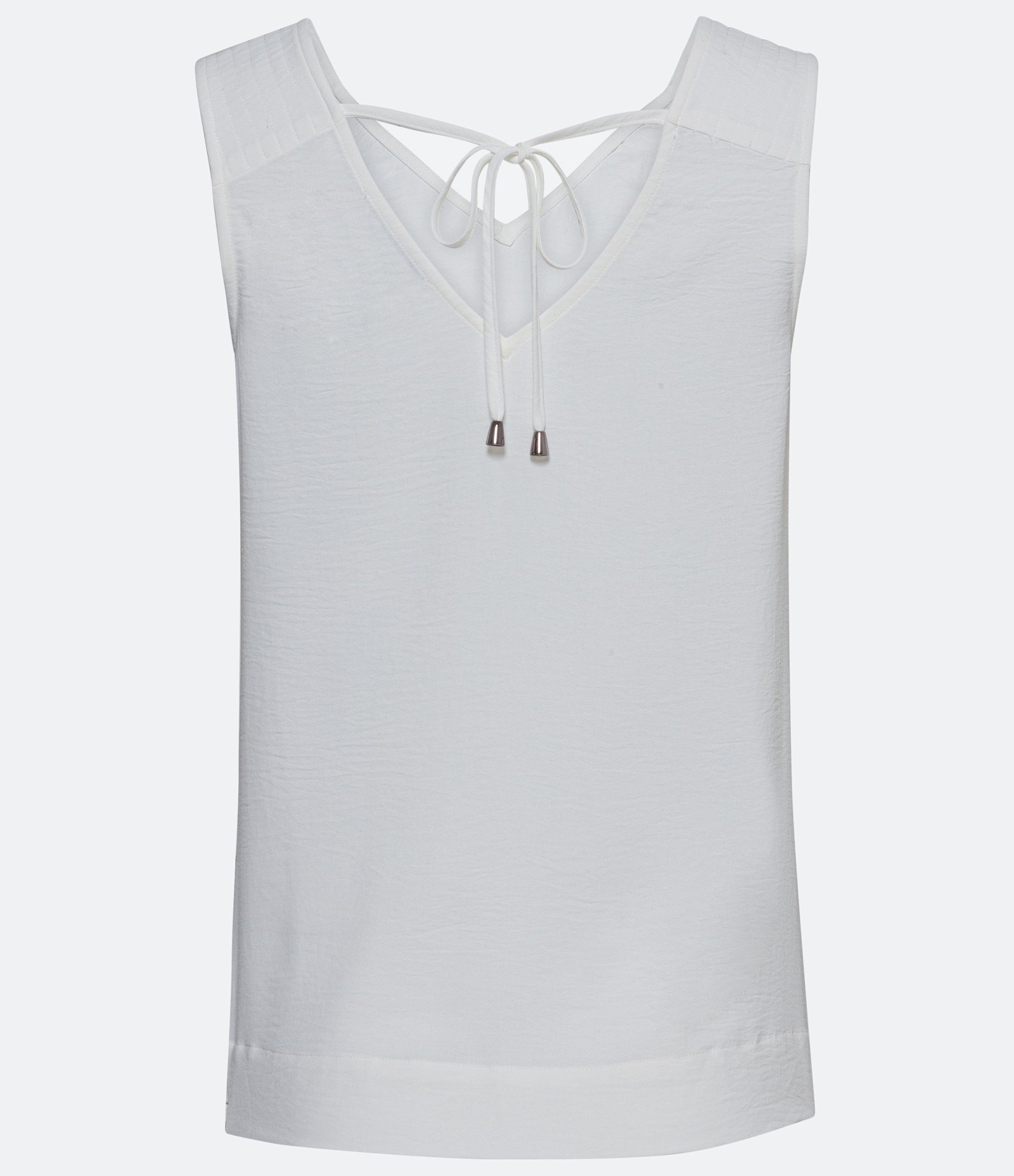 Blusa Regata Texturizada com Pespontos nos Ombros Branco 7