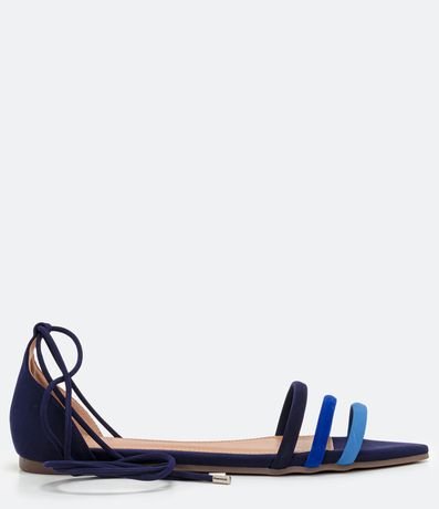 Sandália Rasteira Bico Folha e Amarração no Tornozelo Menor preço em Sandália Rasteira Bico Folha e Amarração no Tornozelo