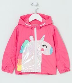 Jaqueta Quebra Vento Infantil com Estampa de Unicórnio Holográfico - Tam 1 a 5 anos