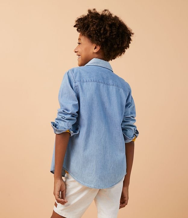 Camisa Infantil en Jeans con Bolsillos Delanteros - Talle 5 a 14 años Azul 7