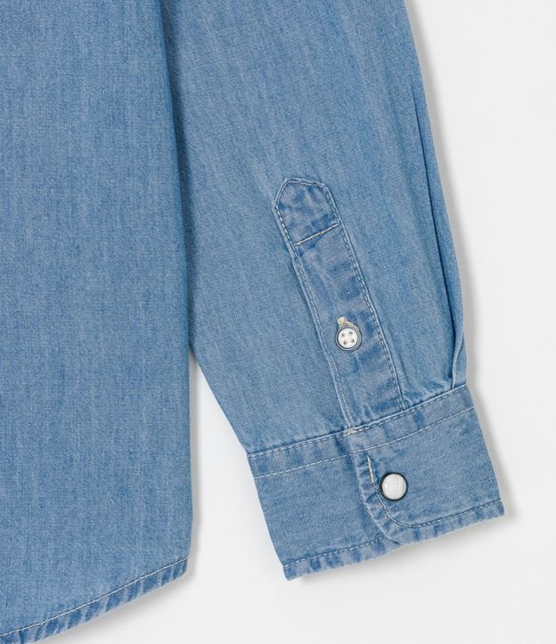 Camisa Infantil en Jeans con Bolsillos Delanteros - Talle 5 a 14 años Azul 4