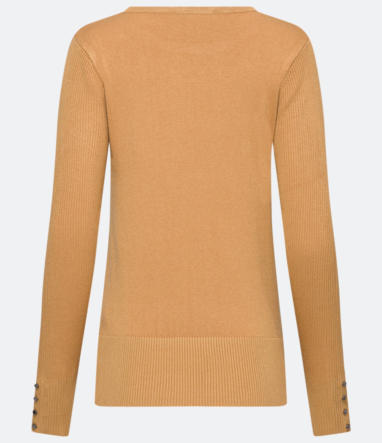 Suéter Alongado em Tricô com Manga Longa Bege 7