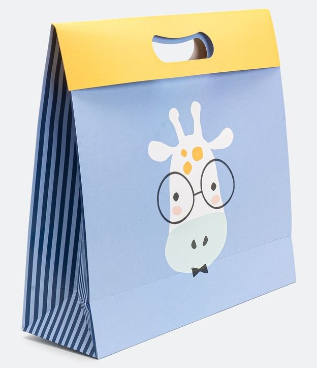 Embalagem de Presente  Média com Estampa Girafa de Óculos Azul 2