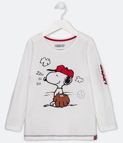 Camiseta Infantil com Estampa Snoopy e Luva de Baseball - Tam 1 a 5 anos