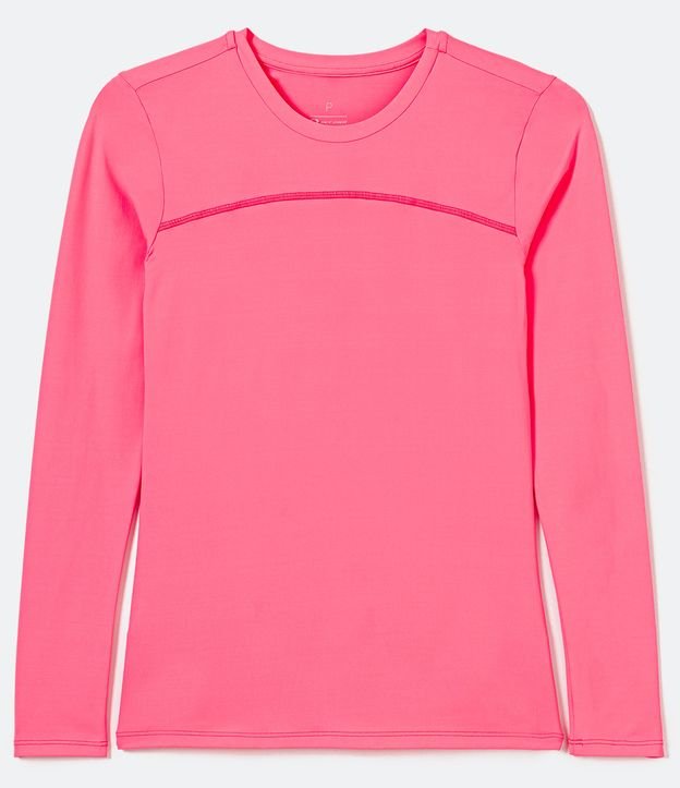 Camiseta Esportiva em Microfibra com Recorte e Proteção UV Rosa Neon 7