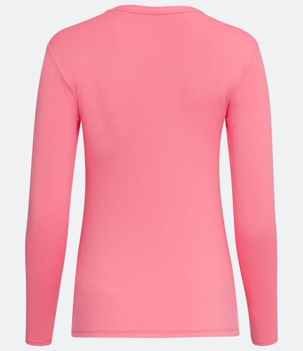 Camiseta Esportiva em Microfibra com Recorte e Proteção UV Rosa Neon 9