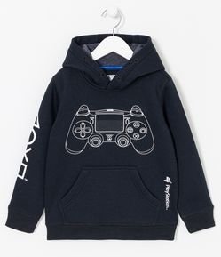 Blusão Infantil em Moletom com Estampa Controle PlayStation - Tam 5 a 14 anos
