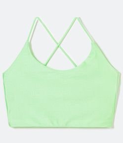 Top Alongado Esportivo em Poliamida com Bojo e Alças Finas Cruzadas nas  Costas