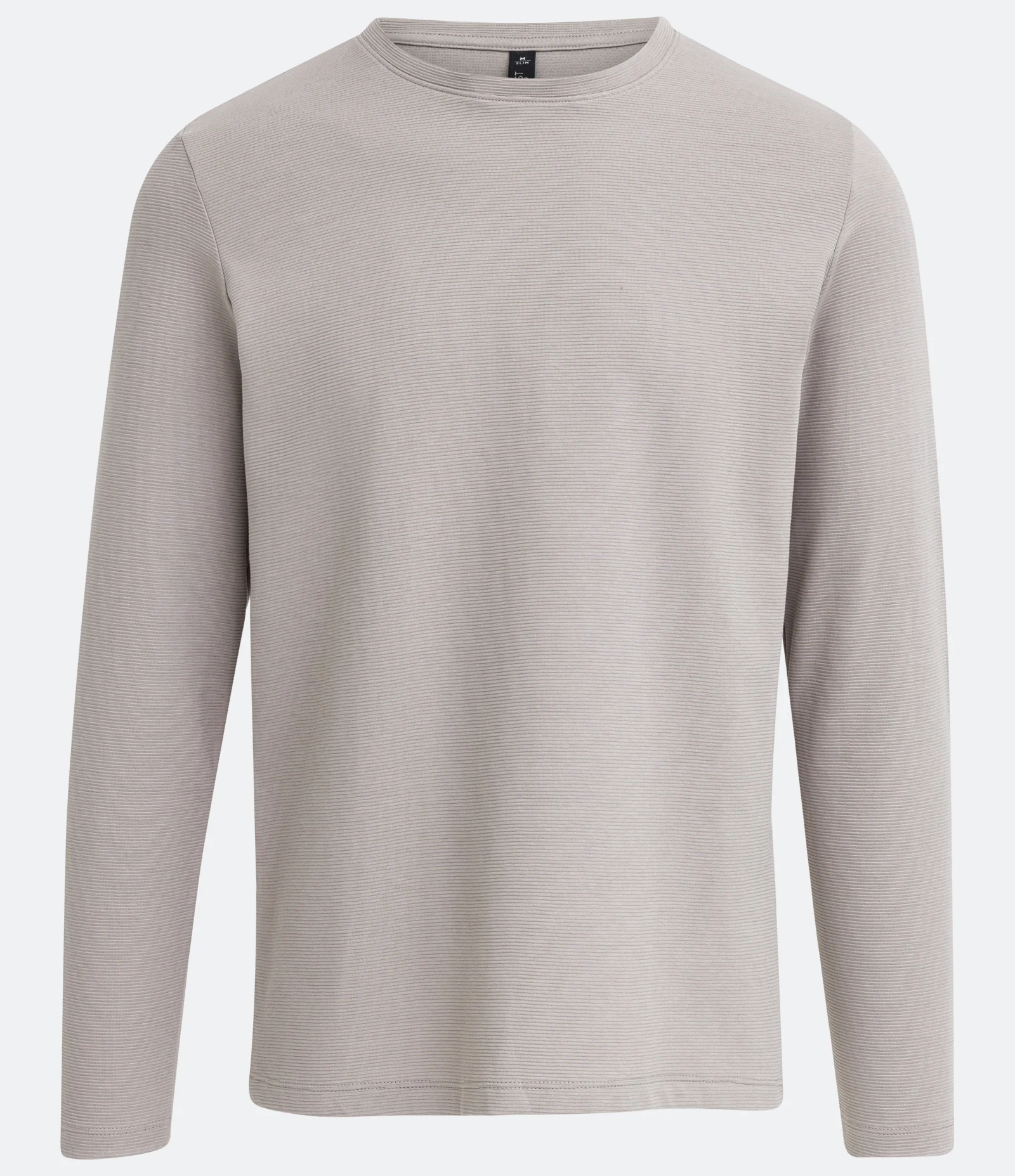 Camiseta Slim em Algodão Canelado com Manga Longa Cinza Claro 1