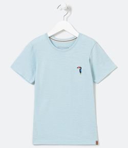 Camiseta Infantil com Bordado de Tucano - Tam 5 a 14 anos