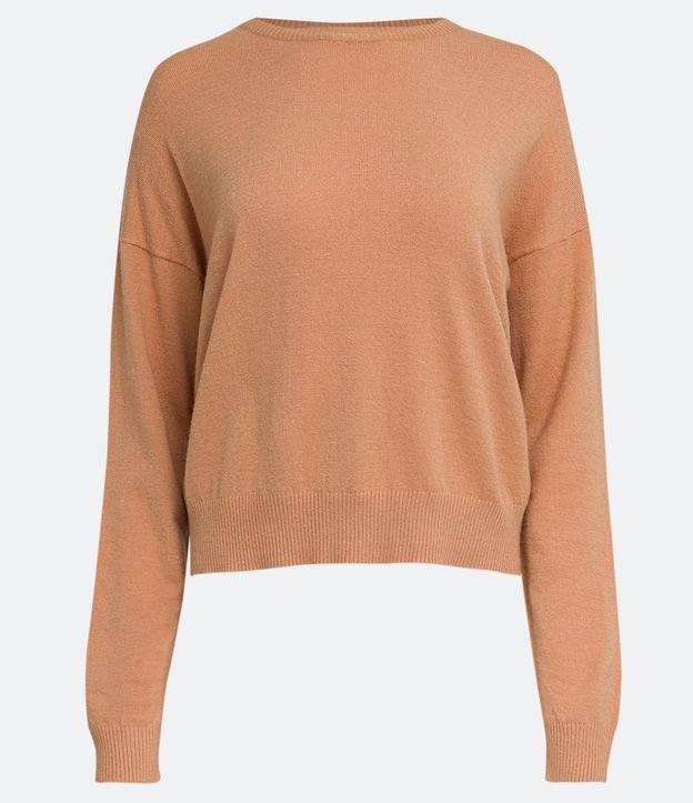 Buzo Cerrado Básico de Punto con Manga Larga y Sisa Desplazada Naranja 5