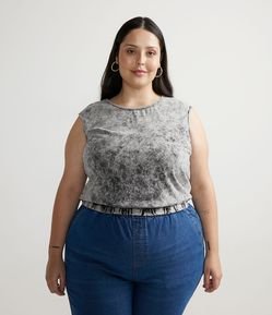 Blusa Cropped em Algodão Marmorizada Curve & Plus Size