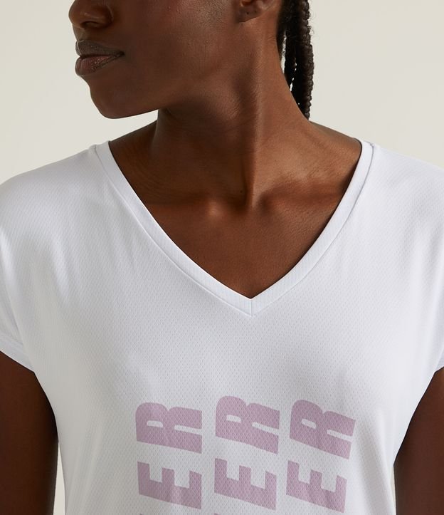 Kakadu ebb tide motto Camiseta Cropped Esportiva em Poliamida com Estampa Get Over Branco