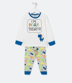 Pijama Infantil Largo Estampado de Dinosaurio - Talle 1 a 4 años