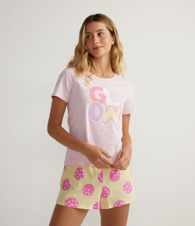 Pijama Curto em Algodão com Estampa Glow