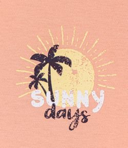 Camiseta Infantil Manga Curta Estampa Frente e Costas Sunny Days e Prancha de Surf - Tam 1 a 4 anos