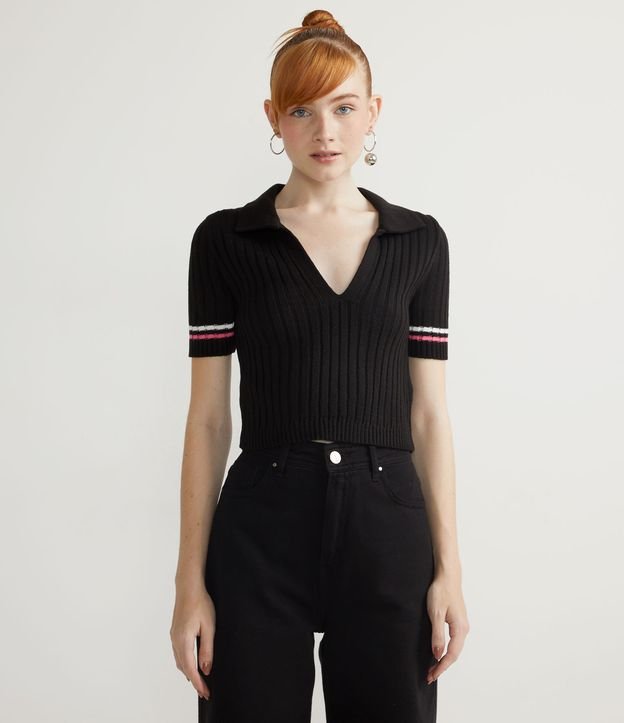 blusa de trico gola polo