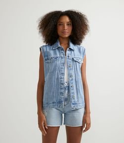 Colete Jeans com Bolsos de Lapela e Botões