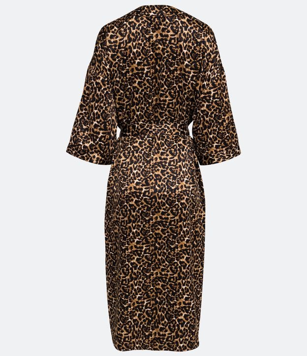 Kimono Alargado con Estampado Animal Print Jaguar Marrón 7