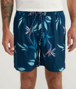 Bermuda de Banho em Microfibra com Estampa Botânica