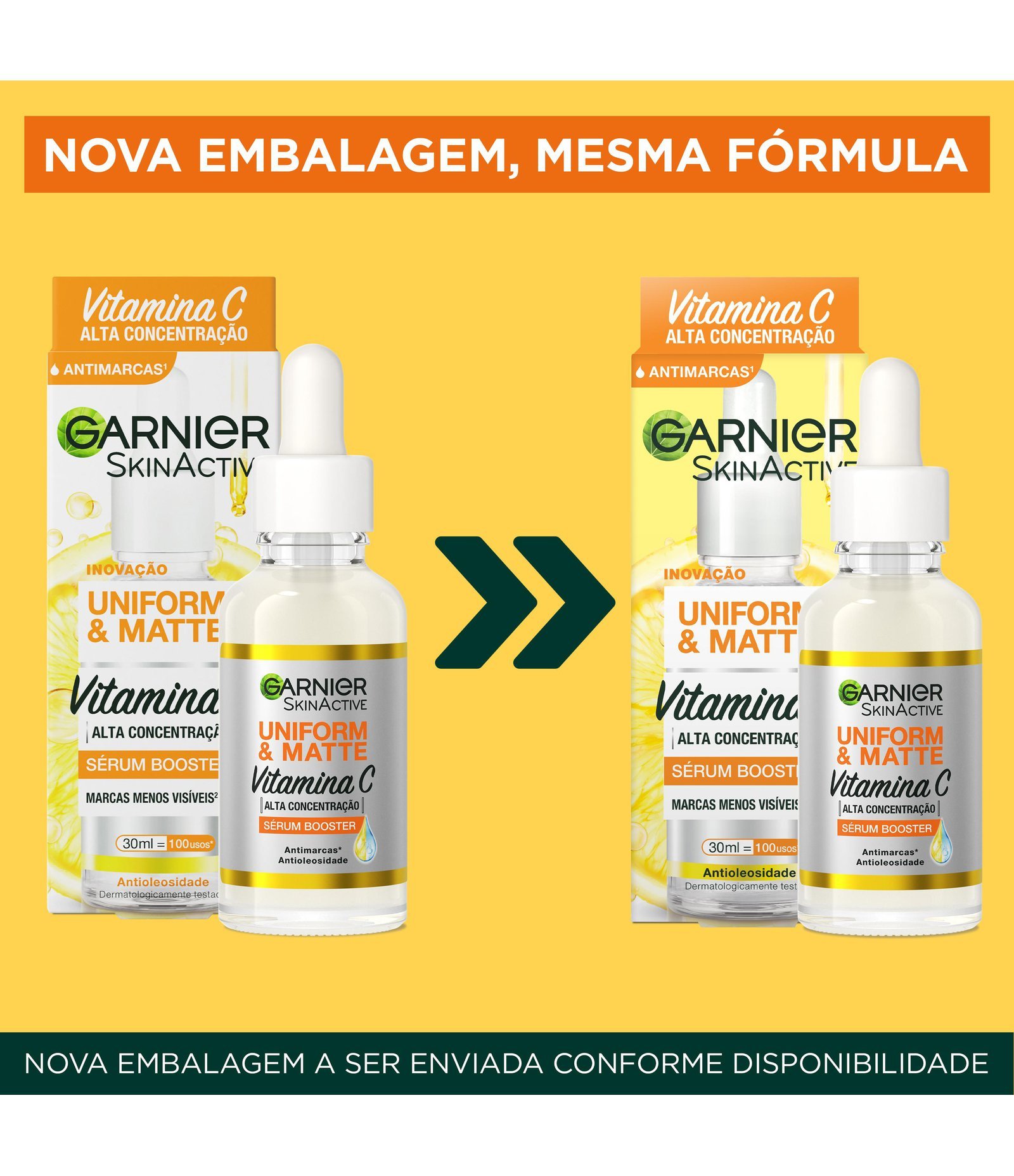 Sérum Facial Antimarcas Garnier Uniform & Matte Vitamina C, 30ml 30ml 10