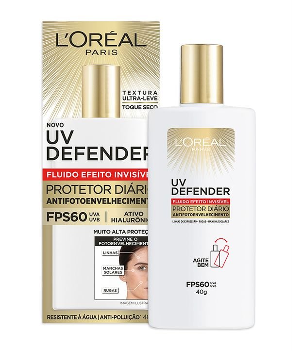 Protetor Solar Facial L'Oréal Paris UV Defender Fluido FPS 60, 40g - 40g