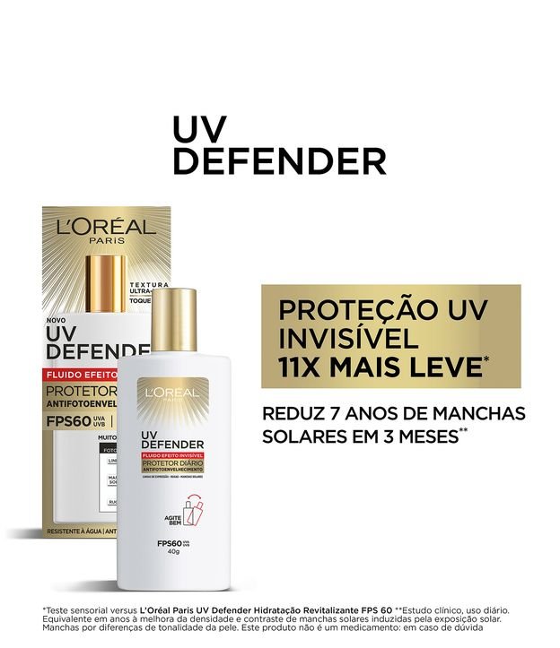 Protetor Solar Facial L'Oréal Paris UV Defender Fluido FPS 60, 40g 40g 2