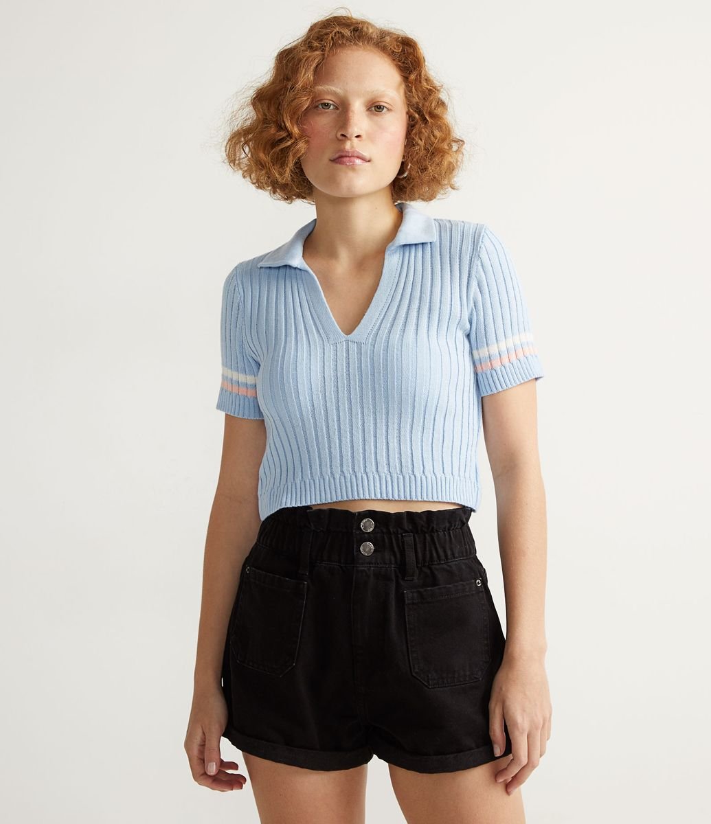blusa de trico gola polo