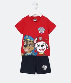 Pijama Infantil Curto com Estampa de Marshall e Chase da Patrulha Canina - Tam 1 a 4 anos