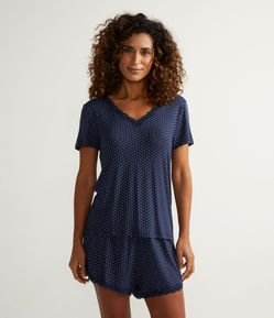 Pijama Curto em Viscolycra com Estampa Poá